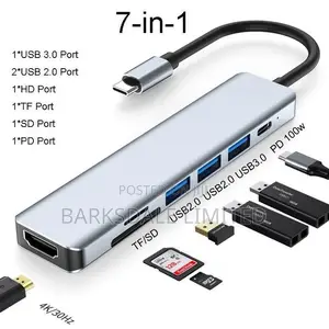 7 in 1 USB Hub HDMI Adapter PD TF SD Card Reader Type-C