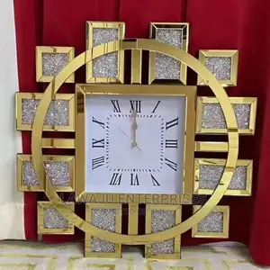 Decorative Mirrored Wall Clock - Gold