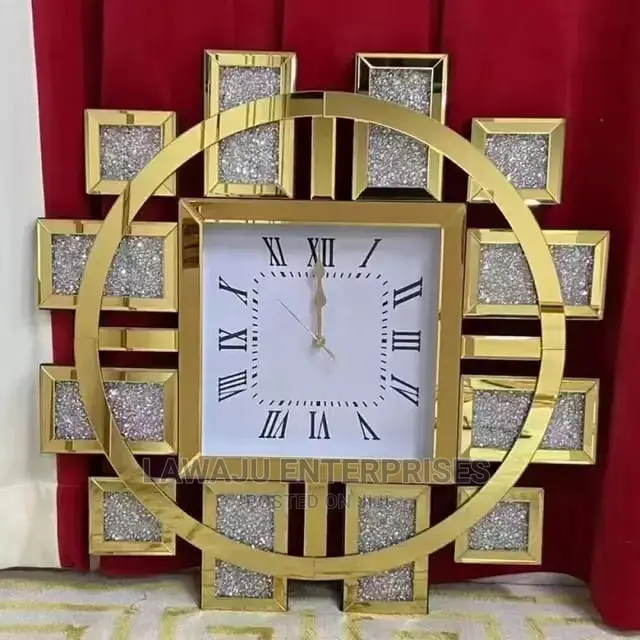Decorative Mirrored Wall Clock - Gold