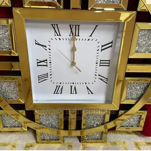 Decorative Mirrored Wall Clock - Gold