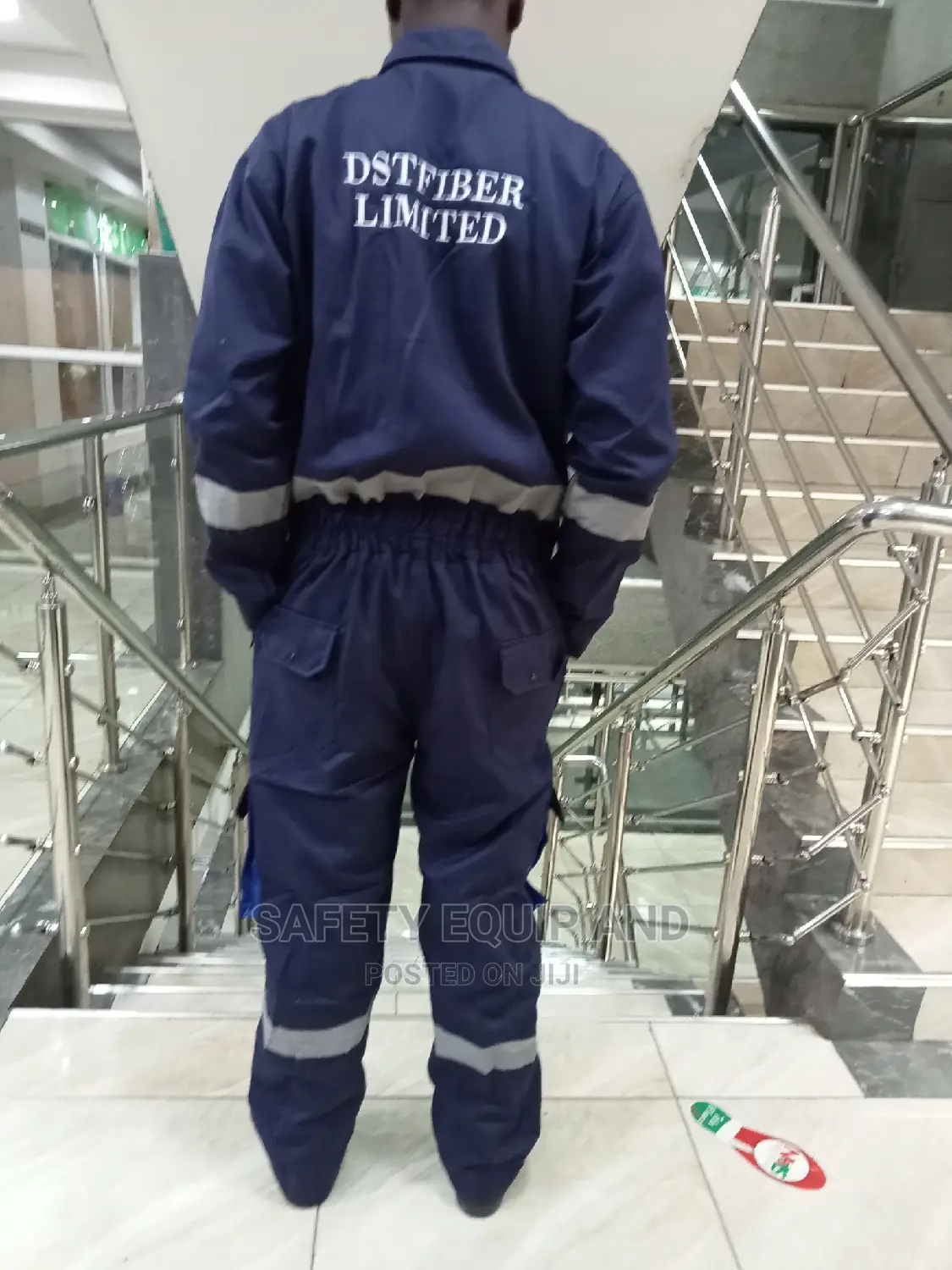 Navy Blue Cargo Overalls With Grey Reflective Strips