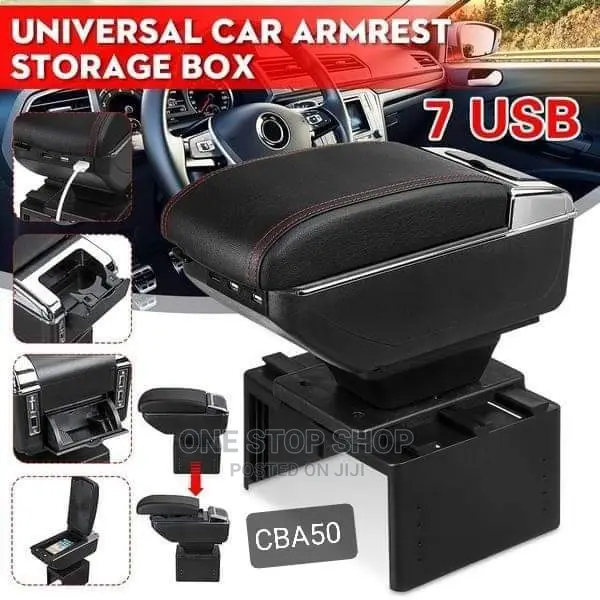 Universal Fit Black Car Amrest Storage Box