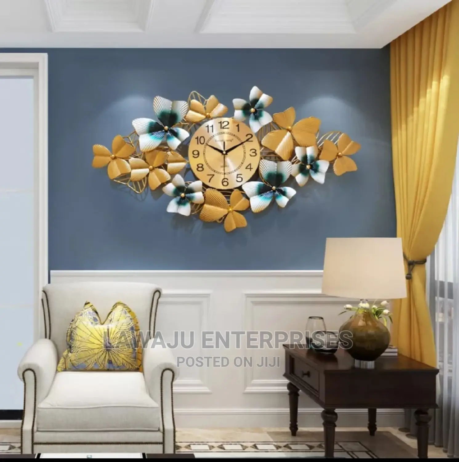Wrought Iron Flower Metallic Silent Wall Clock