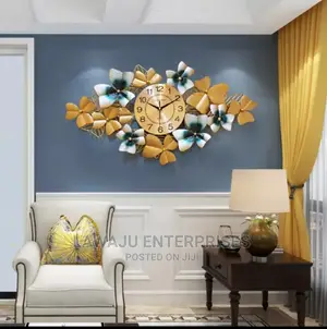 Wrought Iron Flower Metallic Silent Wall Clock