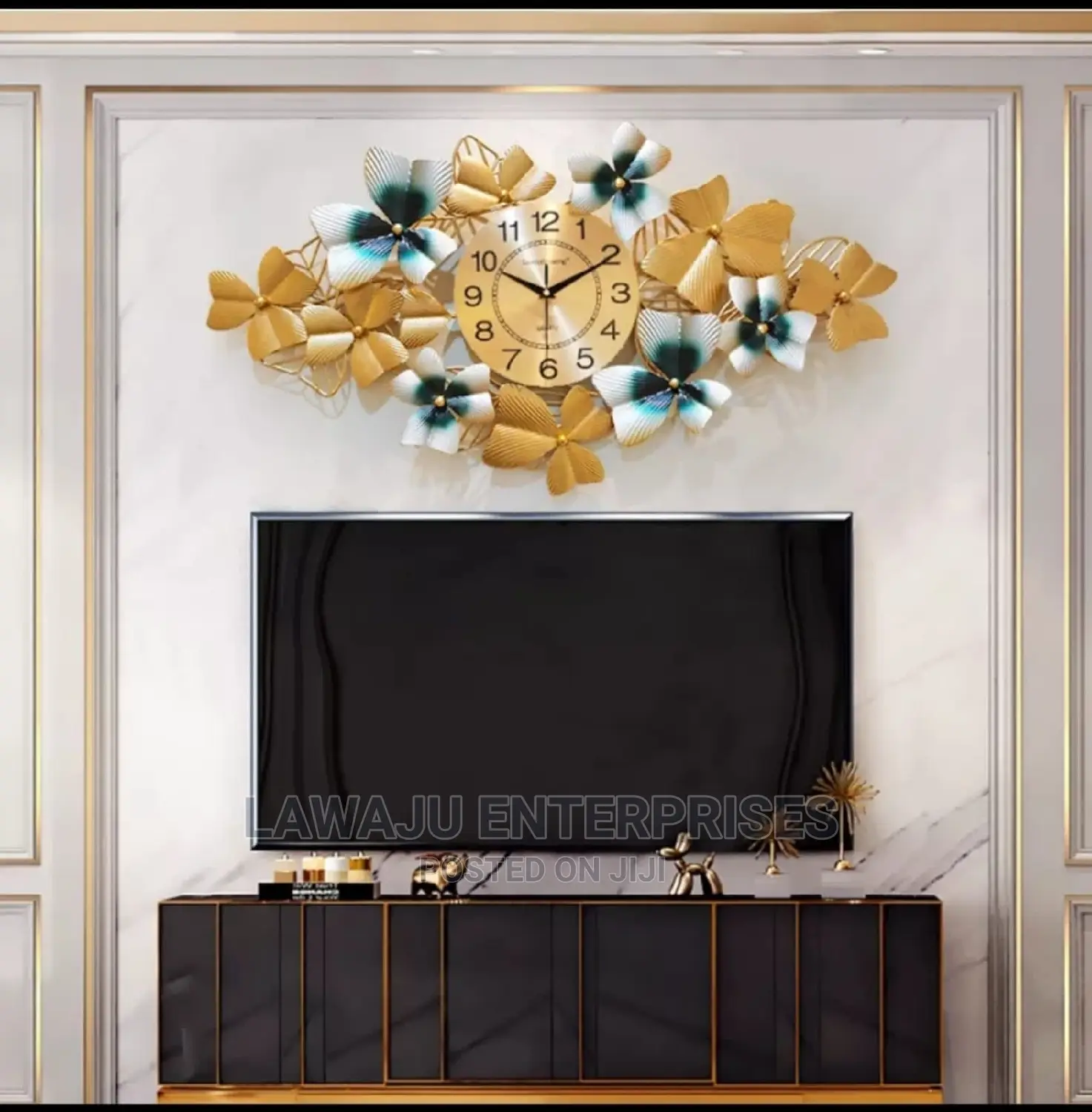 Wrought Iron Flower Metallic Silent Wall Clock