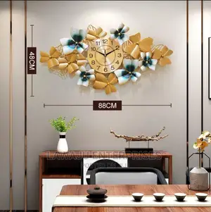 Wrought Iron Flower Metallic Silent Wall Clock