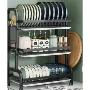 Generic 3 Tier Dish Rack With Cutlery Holder;