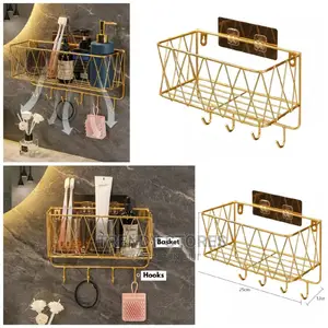 Gold Coated Bathroom Shelf Rack Organizer