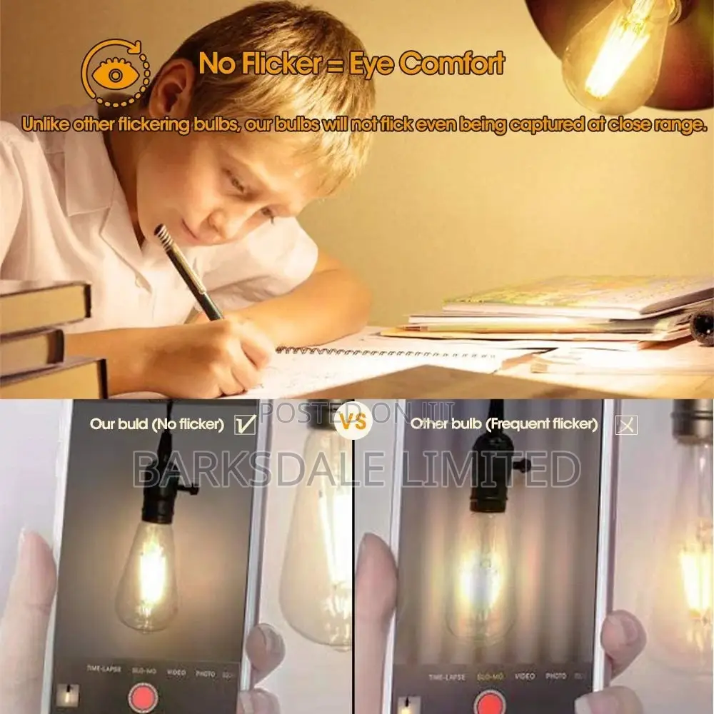 Led Filament Edison Warm White Light Bulb B22 Pin Dimmable