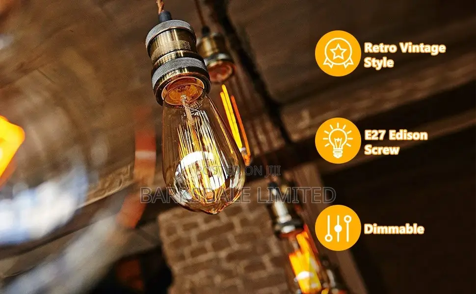 Led Filament Edison Warm White Light Bulb B22 Pin Dimmable