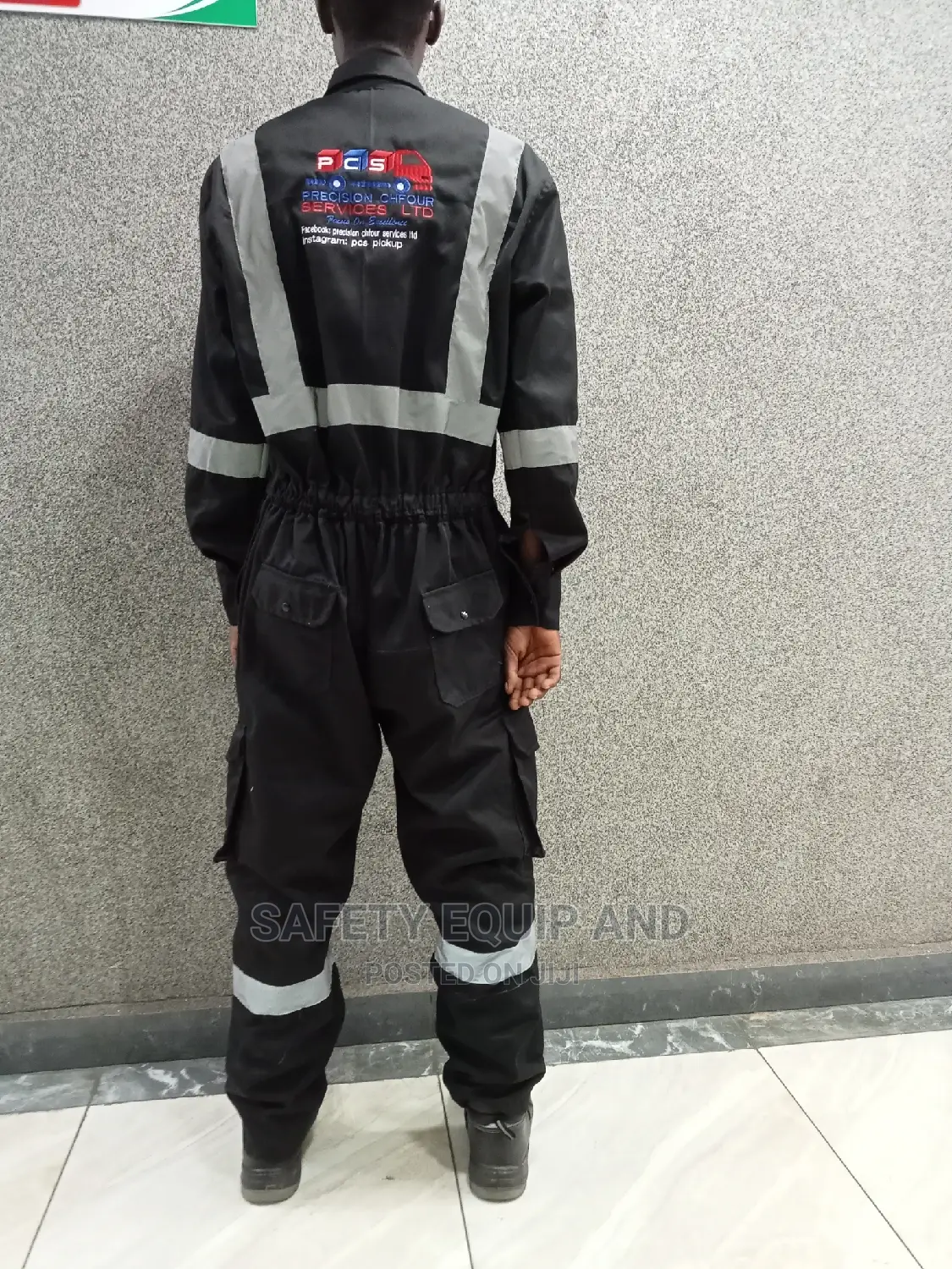 Black Cargo Overall/ With Grey Reflective Strips