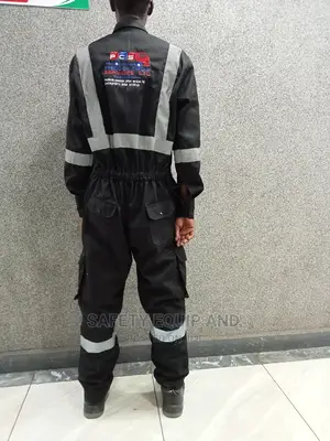 Black Cargo Overall/ With Grey Reflective Strips