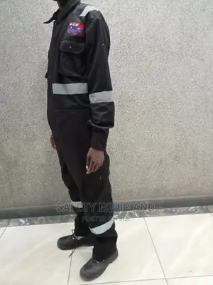 Black Cargo Overall/ With Grey Reflective Strips