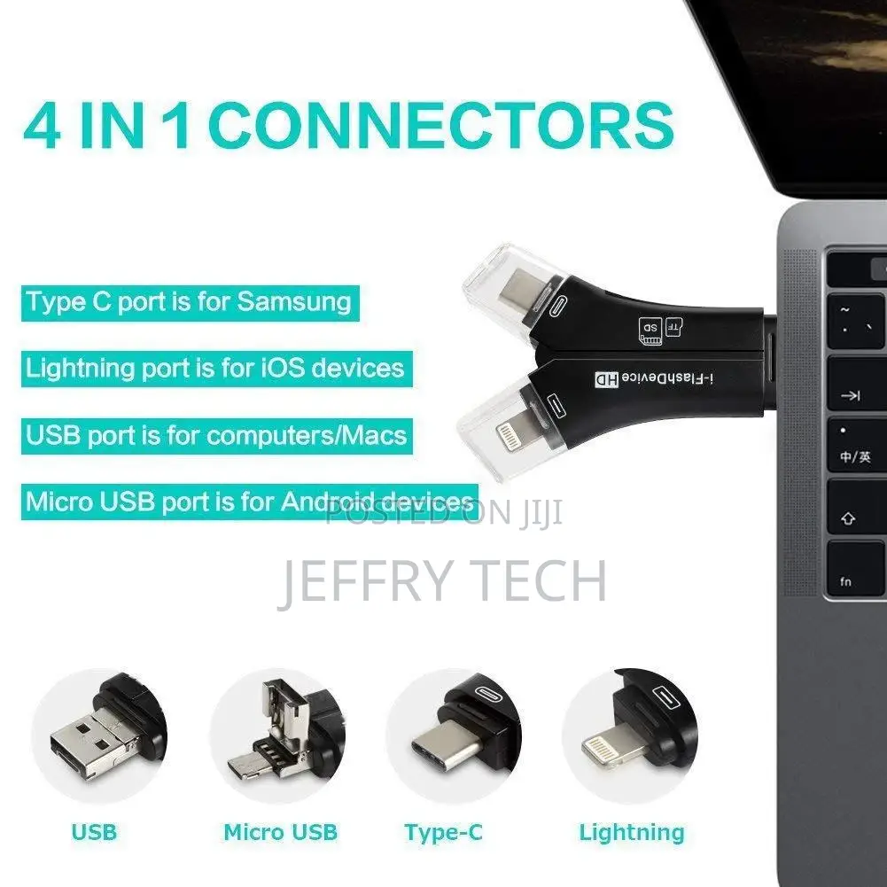 4 in 1 Micro Usb/Usb Type-C/Usb SD Card Reader for iPhone IP