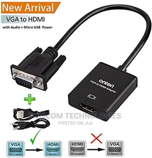 VGA Male to HDMI Female With 3.5MM Audio Jack Full HD 1080P
