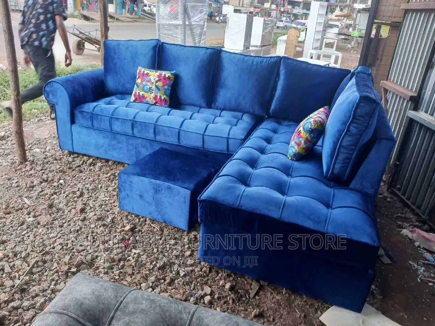 L Seat Sofa Blue Latest Fabrik