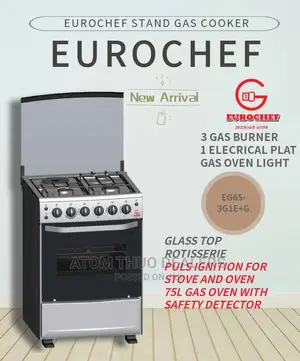 60*65. 3+1 Eurochef Standing Cooker Available