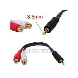 3.5mm Stereo Audio Male Jack to 2 RCA Female Plug Adapter H