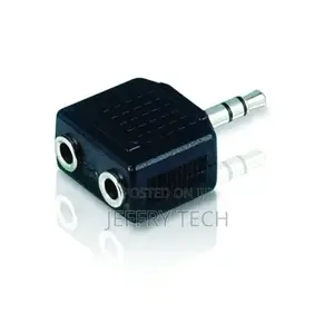 Golden 3.5mm Jack Plug to Double 3.5mm PC Speaker Adapter