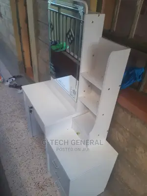 White Generic Dressing Table With Sliding Mirror