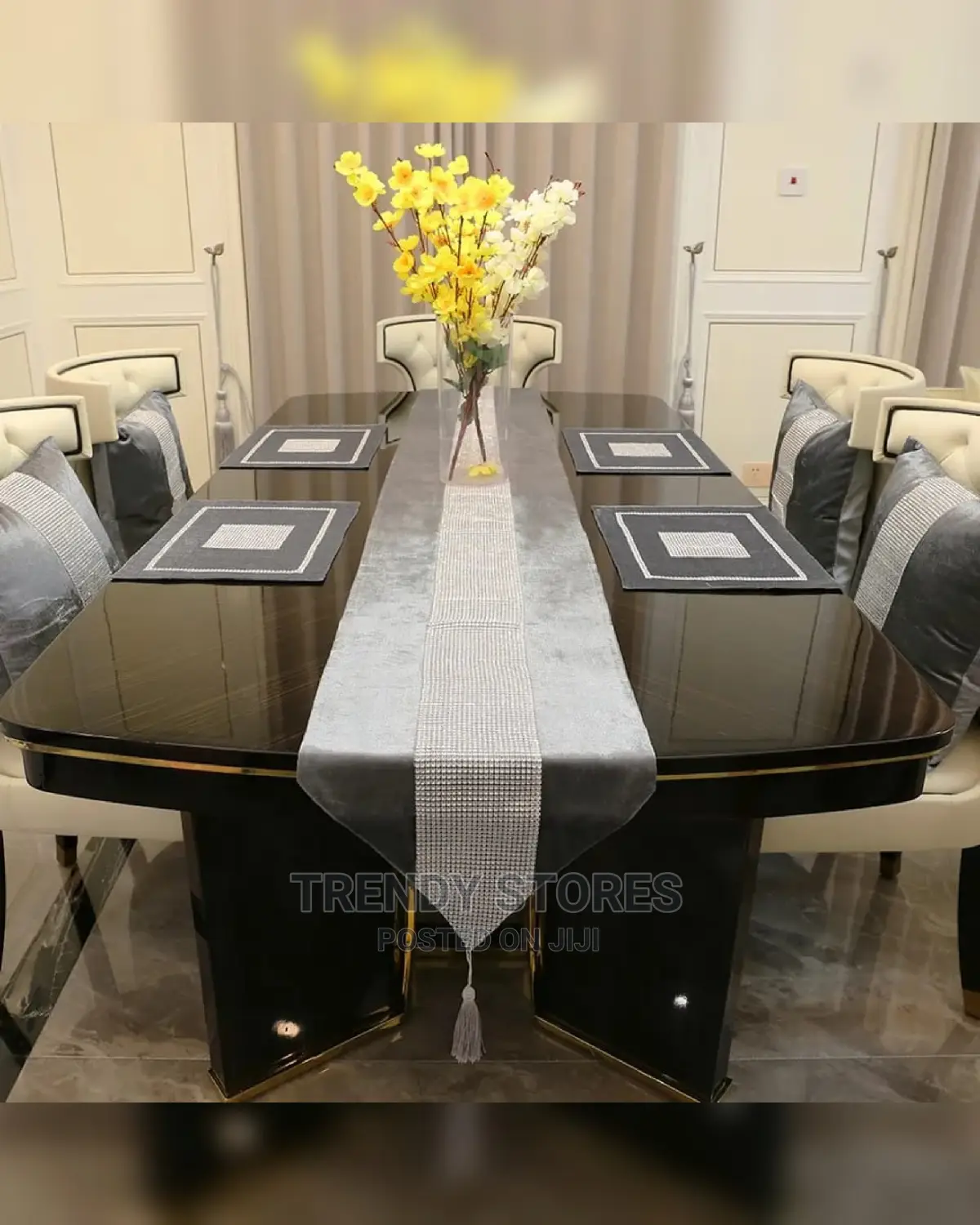 European Grey 13pcs Luxury Silk Table Set