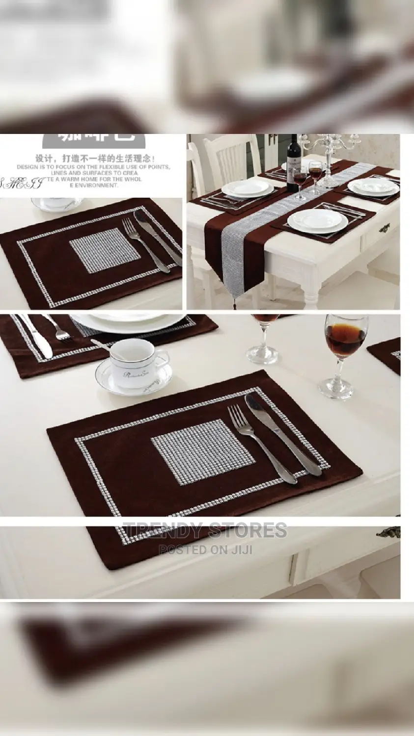 European Luxury 13pcs Silk Table Set (Chocolate Brown)