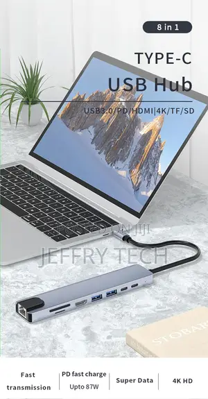 USB C Hub 3.0 Adapter 8 in 1 HDMI SD/TF Card Reader for Mac