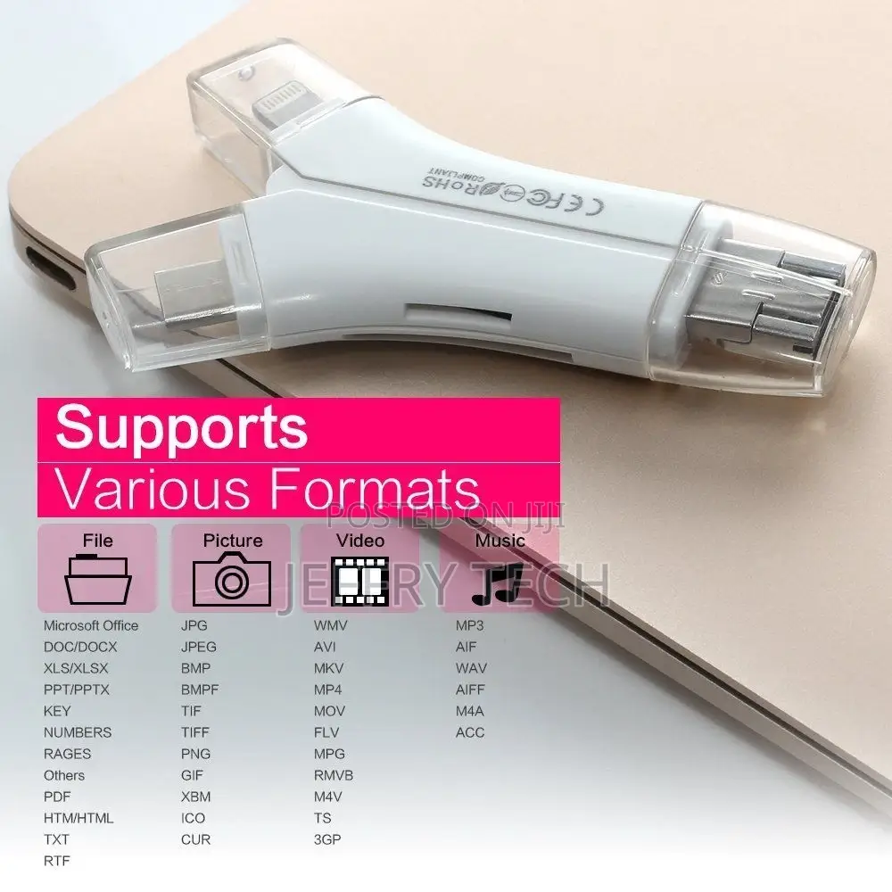 4 in 1 I Flash Drive USB Micro SD TF Card Reader Adapter Dat