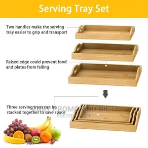3 Set Wooden Serving Trays