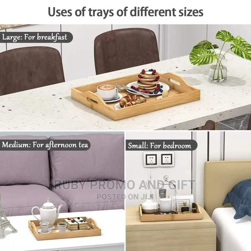 3 Set Wooden Serving Trays