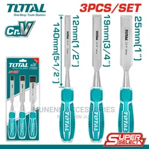 Total 3 PCS Wood Chisel Set - 12mm - 25mm Chisel With Rubber