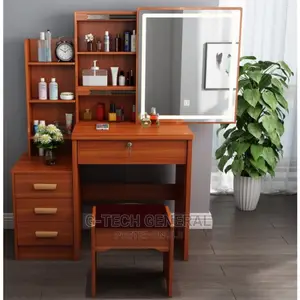Dressing Table Sliding Mirror(Brown Color) 3- Shelves