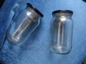 12 Storage Glass Jars 500G With Gold/Black Lids