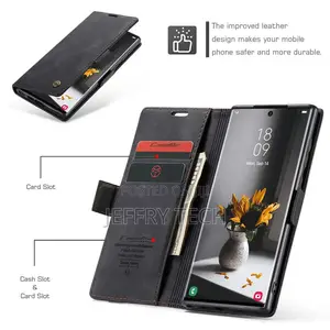 Samsung Galaxy S23 Ultra Retro Flip Leather Wallet Case Blac