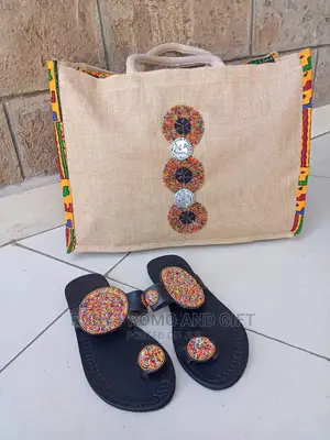 Ankara Jute Bag + Maasai Beaded Sandals