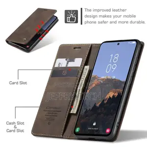 Samsung Galaxy A54 5G Retro Flip Leather Wallet Case Coffee