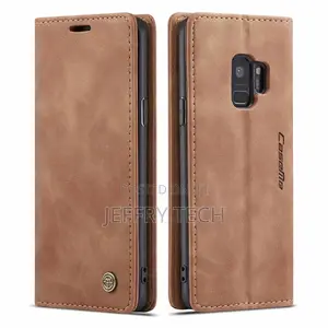Samsung Galaxy S9 Anti-Fall Retro Leather Wallet Case Brown