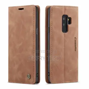 Samsung Galaxy S9 Plus Matte Soft Flip Leather Wallet Brown