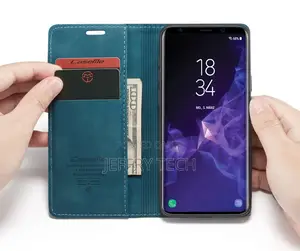 Samsung Galaxy S9 Plus Blue Matte Soft Flip Leather Wallet