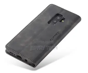 Samsung Galaxy S9 Plus Black Retro Leather Wallet Case