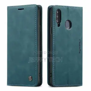 Samsung Galaxy A20S Anti-Fall Retro Leather Wallet Case Blue