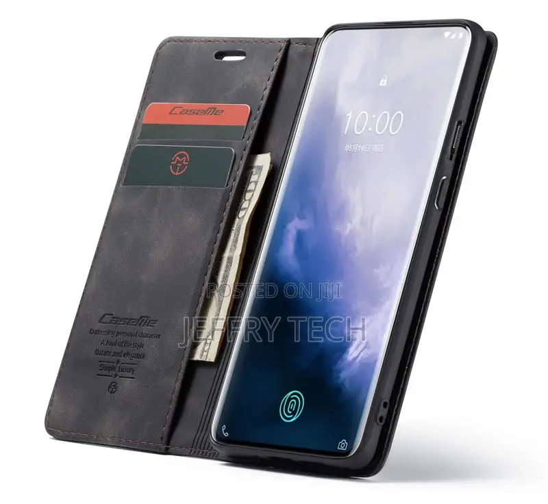 Oneplus 7 Pro Leather Wallet Case Black Flip