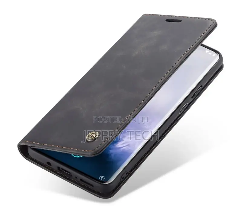 Oneplus 7 Pro Leather Wallet Case Black Flip