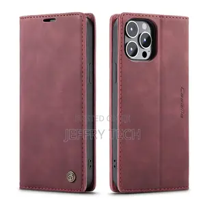 iPhone 14 Pro Max Retro Flip Leather Wallet Case Red