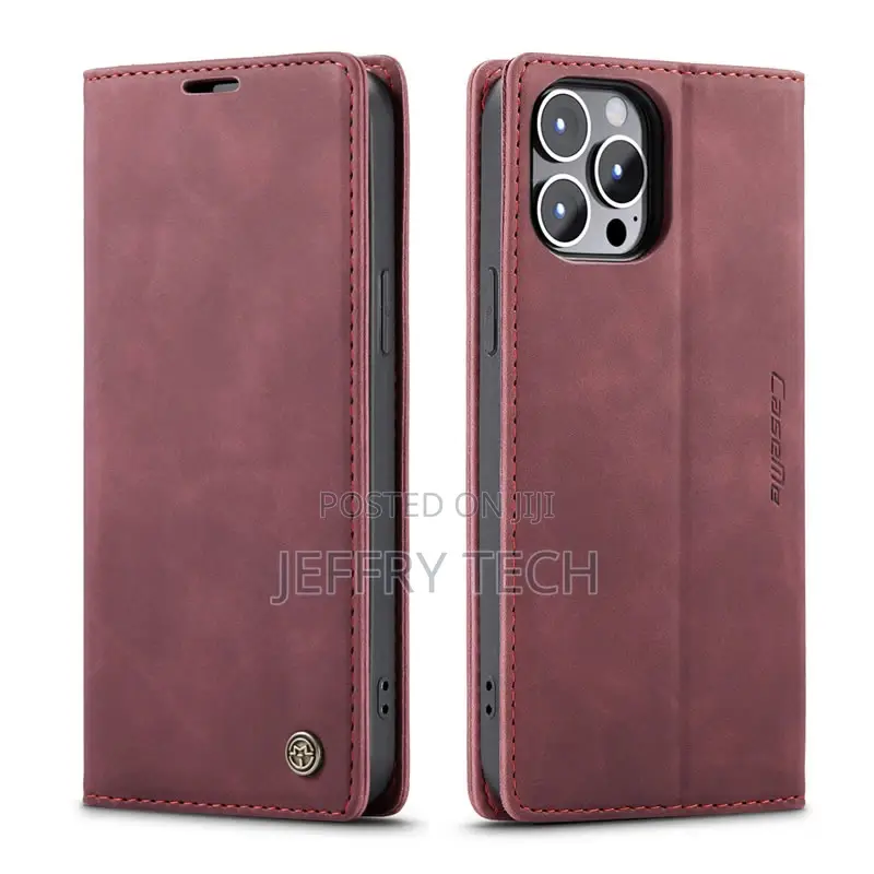 iPhone 14 Pro Max Retro Flip Leather Wallet Case Red
