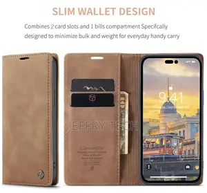 iPhone 14 Pro Retro Flip Leather Wallet Case Brown