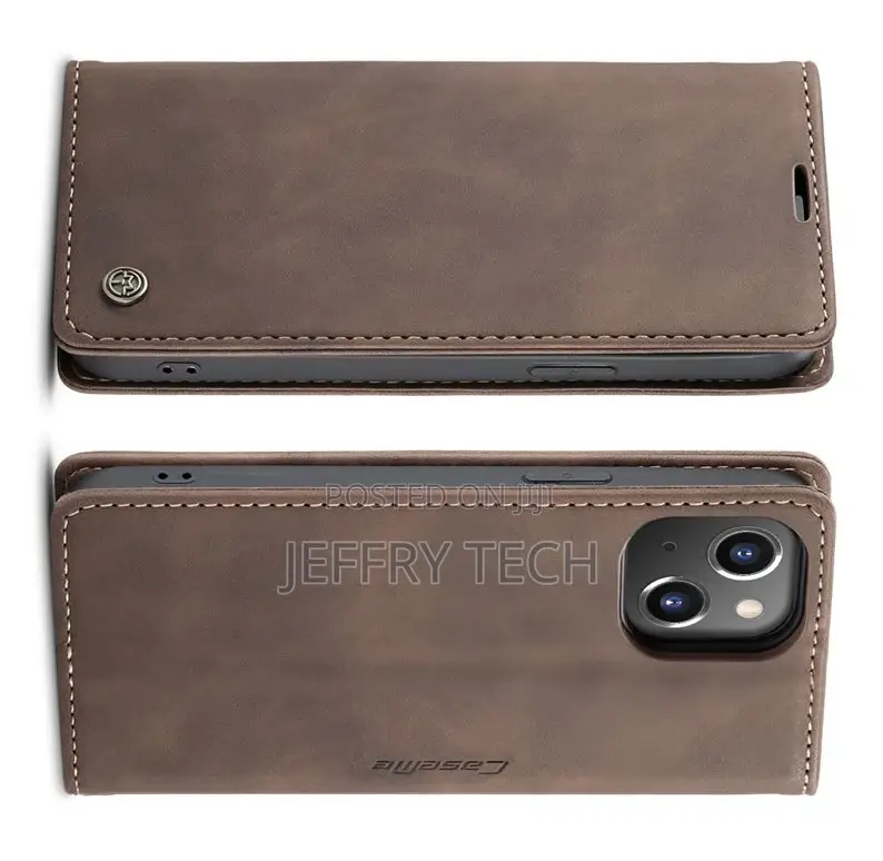 iPhone 14 Retro Flip Leather Wallet Case Coffee