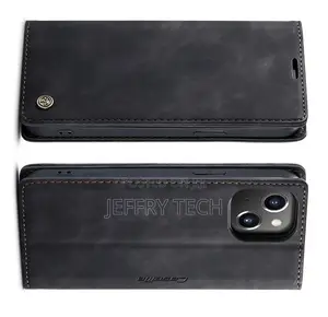 iPhone 14 Retro Flip Leather Wallet Case Black