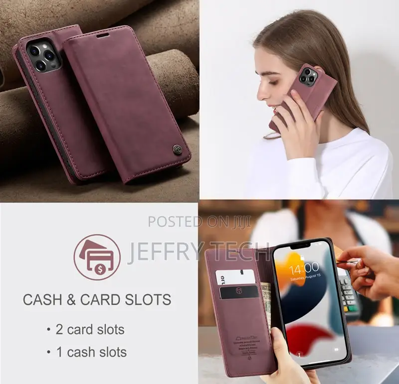 iPhone 13 Pro Max Retro Flip Leather Wallet Case Red