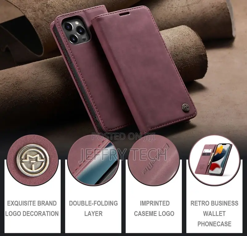 iPhone 13 Pro Max Retro Flip Leather Wallet Case Red